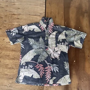 Kahala John Severson Hawaiian Button Up Shirt Mens XL Gray Floral Aloha - Picture 1 of 13