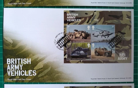 2021 British Army Vehicles Miniature stamp Sheet 1st day cover  Bovington P/M Cover
