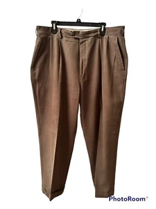 Andrew Fezza Men’s Dark Khaki Dress Slacks Cuffed 38x30 - Picture 1 of 3