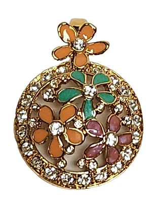 Potenciador colgante de cristal floral esmalte naranja y verde Nolan Miller 1,25" Foto 1 de 4