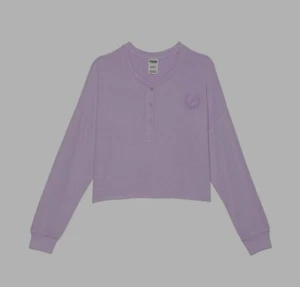 PINK Victorias Secret Cropped Pullover Sweater Purple Comfort Pajama X Large Nwt - Picture 1 of 5