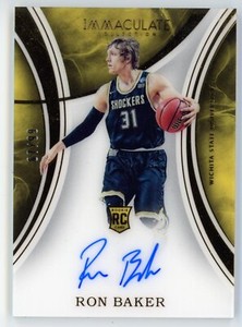 2016-17 Panini Immaculate Collegiate Rookie Auto #80 Ron Baker 67/99 Wichita St.