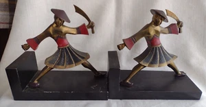 Par de sujetalibros de metal Ronson Samurai de 1930 Art-Deco - Imagen 1 de 24