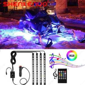 4pcs RGB 8 Colors Motorcycle ATV 48 LED Neon Under Glow Accent Lights Strip Kit - Picture 1 of 12