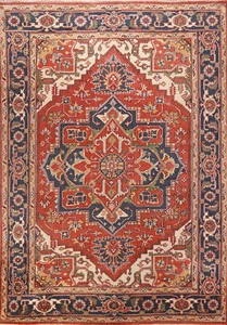 Classic Luxury Hand-Knotted Heriz Serapi Indian Area Rug for Living Room 9x12 ft - Picture 1 of 18