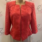 Preston & York.  Size 8.  Lined 3/4 Sleeve Hook Front Embroidered Jacket.  DB.