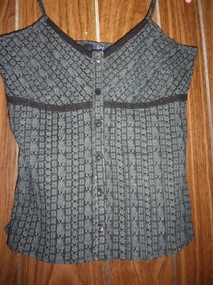 Camiseta sin mangas/blusa para mujer con estampado negro de 6 botones talla - L ¡NUEVA CON ETIQUETAS! Foto 1 de 4