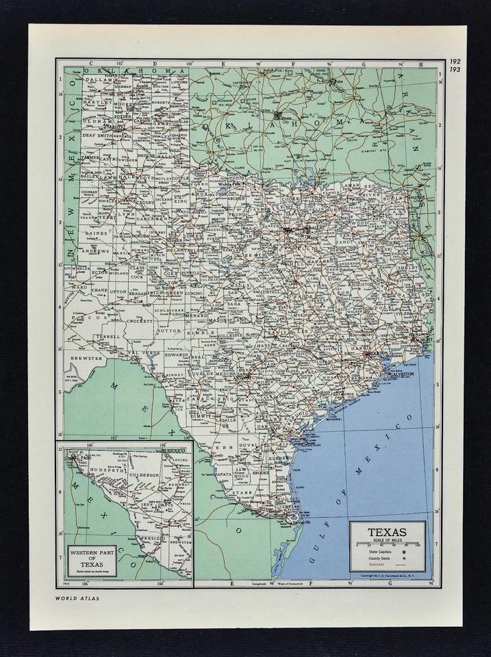 1949 年大英尼卡地图德克萨斯州圣安东尼奥奥斯汀休斯顿博蒙特达拉斯埃尔帕索德克萨斯州 — 第 1/1 张图片