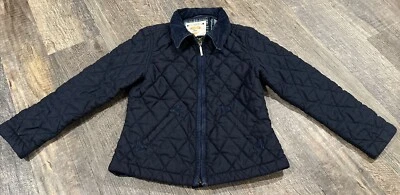 Gap Girls Full Zip Quilted Jacket Lined Navy Blue Pockets Corduroy Trim Size SM - Imagem 1 de 4