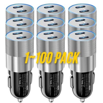 40W Car Charger Dual PD USB-C Fast Adapter For iPhone 11 12 13 14 15 16 Pro Max - image 1 of 4