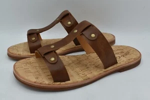 Kork Ease Womens Size 7 Basel Brown Full Grain Leather T-Strap Sandals Shoes - Picture 1 of 13