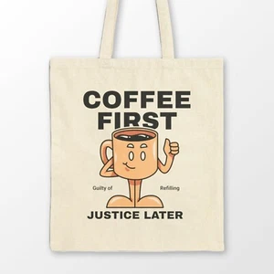 Funny Lawyer Gift Tote Bag Coffee Lover Canvas Totes Gifts 15 x 16 in Natural - Picture 1 of 8