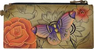 Women'S Hand Painted Genuine Leather Organizer Wallet - Picture 1 of 5