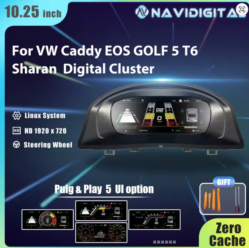 VW Golf 5 Caddy Touran Transporter T6 EOS Sharan Tachometer Digital - Bild 1 von 3