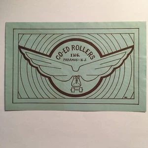 Vtg 1940s Paramus NJ Co-Ed Rollers Roller Skating Rink Label Decal Sticker Derby - Picture 1 of 6