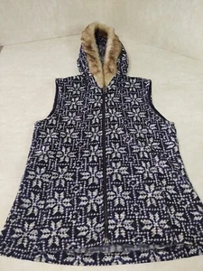 Chaleco con capucha para mujer Talbot Sm pequeño negro blanco sin mangas copo de nieve usado - Imagen 1 de 8