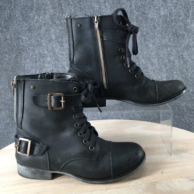 Dolce Vita Botas Mujer 8.5 Botines Cuero Negro Hebilla Cordones Cubanos Foto 1 de 4