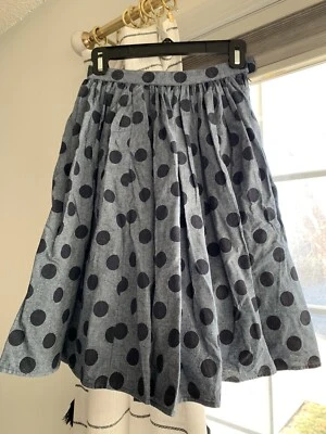 Falda ModCloth Azul Marino Chambrey Lunares Xs Foto 1 de 3