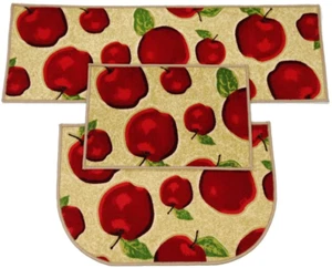 Set 3 Pezzi Supporto Gomma Antiscivolo Rosso Mela Tappeto Cucina e Tappeto Multi NUOVO - Foto 1 di 12