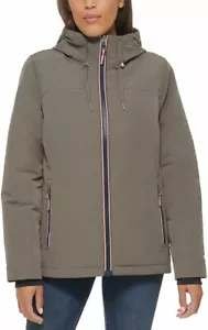 Tommy Hilfilger Women's Jacket Hooded Fleece Lined Charcoal XXL Heavyweight - Picture 1 of 5