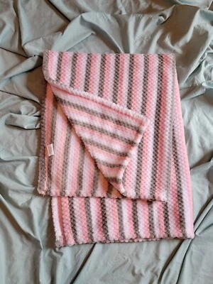 Wiggles Manta Bebé Felpa Rosa Gris Blanco Colores Oscuros Rayas Usada en Excelente Condición  Foto 1 de 3