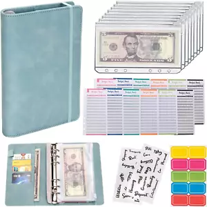 budget Binder Cash Envelopes A6 Money Saving Binder with Zipper Envelopes (Navy - Picture 1 of 12