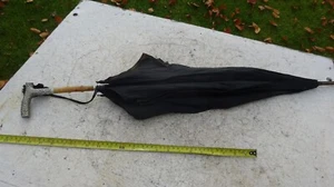 Antique Edwardian Black Umbrella Parasol poss Fox Brigg Sterling Silver Handle - Picture 1 of 24