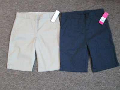 Girls Shorts Navy khaki school uniform George 4 5 7 8 10 14 16 adjust waist NEW - Image 1 of 2