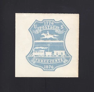 PROOF: UPSS# E72A-f 1876 Centennial Gray Blue on White Cut Square - Picture 1 of 2