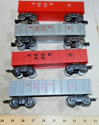 4 DIFFERENT Marx 347100 Pennsylvania Gondolas O Gauge 8 Wheel (C) - Image 1 of 4