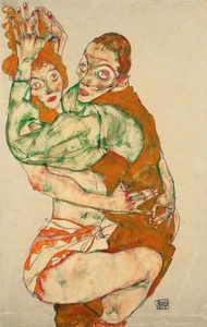 EGON SCHIELE LOVEMAKING EXPRESSIONISM ART GICLEE PRINT FINE CANVAS - Picture 1 of 4