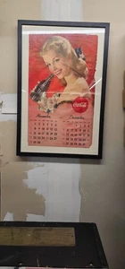 1948 November Dezember Coca-Cola gerahmtes großes Kalenderblatt Vintage selten - Bild 1 von 1