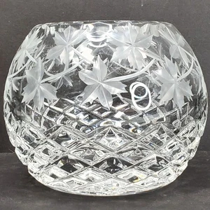 Vtg Maple Leaf Etched Rose Bowl 3.75" Round Decorative Collectible Rare - Picture 1 of 11