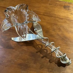 Vaso giglio 4 x 12" in vetro e metallo placcato argento - Foto 1 di 5