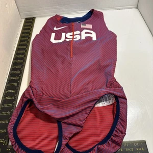 Nike Women’s Medium Elite Singlet/Unitard Red USA SPEED SUIT Olympic Track - Picture 1 of 7