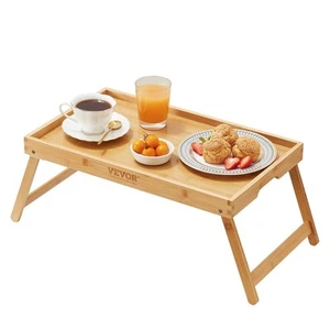 VEVOR Bed Tray Table with Foldable Legs, Bamboo Breakfast Tray for Sofa, Bed, Ea - Picture 1 of 1