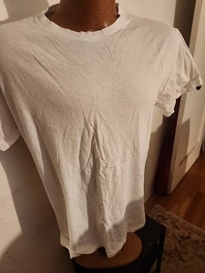 Vintage weiß gekämmte Baumwolle T-Shirt Militär Marine Uniform Medium toll USA - Bild 1 von 10