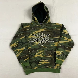 Y2K Silver Point Camo Pullover Hoodie Sz S - Picture 1 of 10