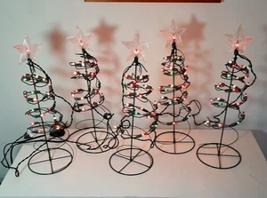 Spirale Weihnachtsbaum Wegmarkierungen, grün Metall, 5er Set, mehrfarbige Lichter - Bild 1 von 10