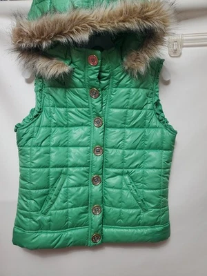 Chaleco Justice Chaqueta Niñas Talla 18 Verde Sudadera con Capucha Sin Mangas Bolsillo Cremallera Chaleco Abullonado Foto 1 de 4