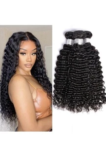 12A Echthaar Bündel Deep Curly Wave Bündel Echthaar 100% unverarbeitet  - Bild 1 von 9