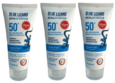 3-Pack Blue Lizard Sensitive Sunscreen SPF 50+ (3oz) Mineral Lotion – UVA/UVB - Image 1 of 2