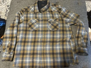 Pendleton Canyon Western Flannel Shirt Brown Plaid Pearl Snap XXL Mens 100% Wool - Picture 1 of 4