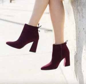 Bota Stuart Weitzman Grandiosa Mujer Borgoña Rojo Gamuza Punta Punta Punta Talla 8 - Imagen 1 de 8