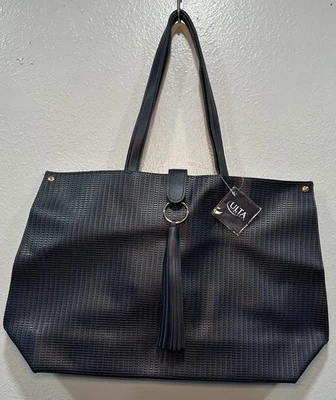 ULTA Beauty Large Tote Bag Navy Blue  With Gold Accents & Snap Closure NWT - Image 1 of 4