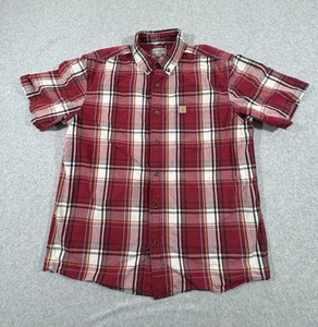 Camisa Carhartt Para Hombres Grande Roja a Cuadros Calce Relajado Abotonada Ropa de Trabajo - Imagen 1 de 6