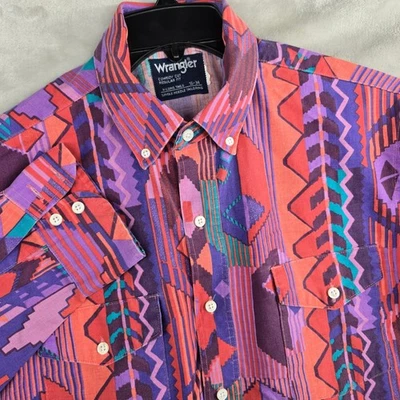 Vintage Wrangler Mens Cowboy Cut Long Sleeve Button Down Shirt Size 16-34 - Image 1 of 4