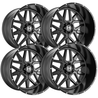 (Set of 4) Hostile H128 Diablo 22x10 6x135 -25mm Satin Black Wheels Rims Foto 1 de 4