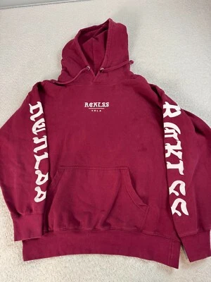 Young & Reckless Mens Logo Graphic Hoodie Sweatshirt Drawstring Fleece Red L - Image 1 of 4