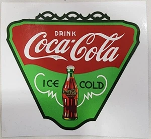 ESTATE FIND 1934 COCA COLA PORCELAIN DSP TRIANGLE SIGN STICKER DECAL TENN ENAMEL - Picture 1 of 1